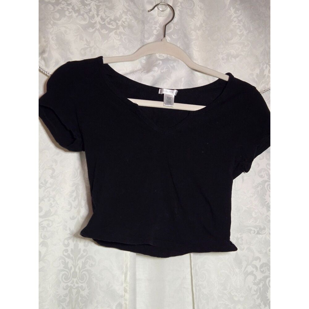 Bozzolo Black Ultra Crop Short Sleeve Tee Y2K Fitted Top | M